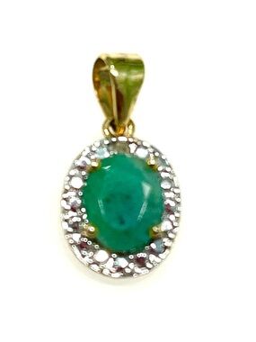 2.5ct Emerald 14KGP Halo Pendant